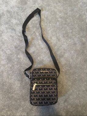 Michael Kors Brown and Black MK Logo Crossbody Bag